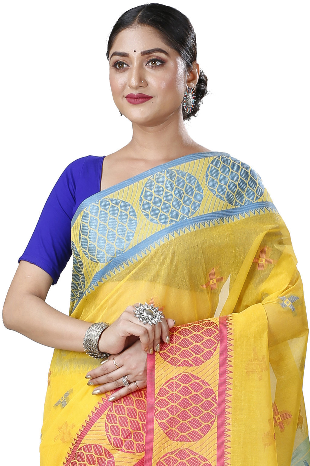 Yellow Pure Cotton Ananda Tant Saree (1078)